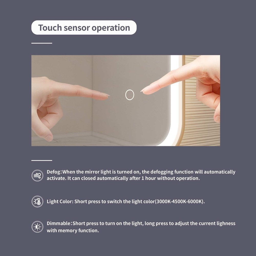 42 Round LED Front and Backlit Wall Mirror in Satin Gold
