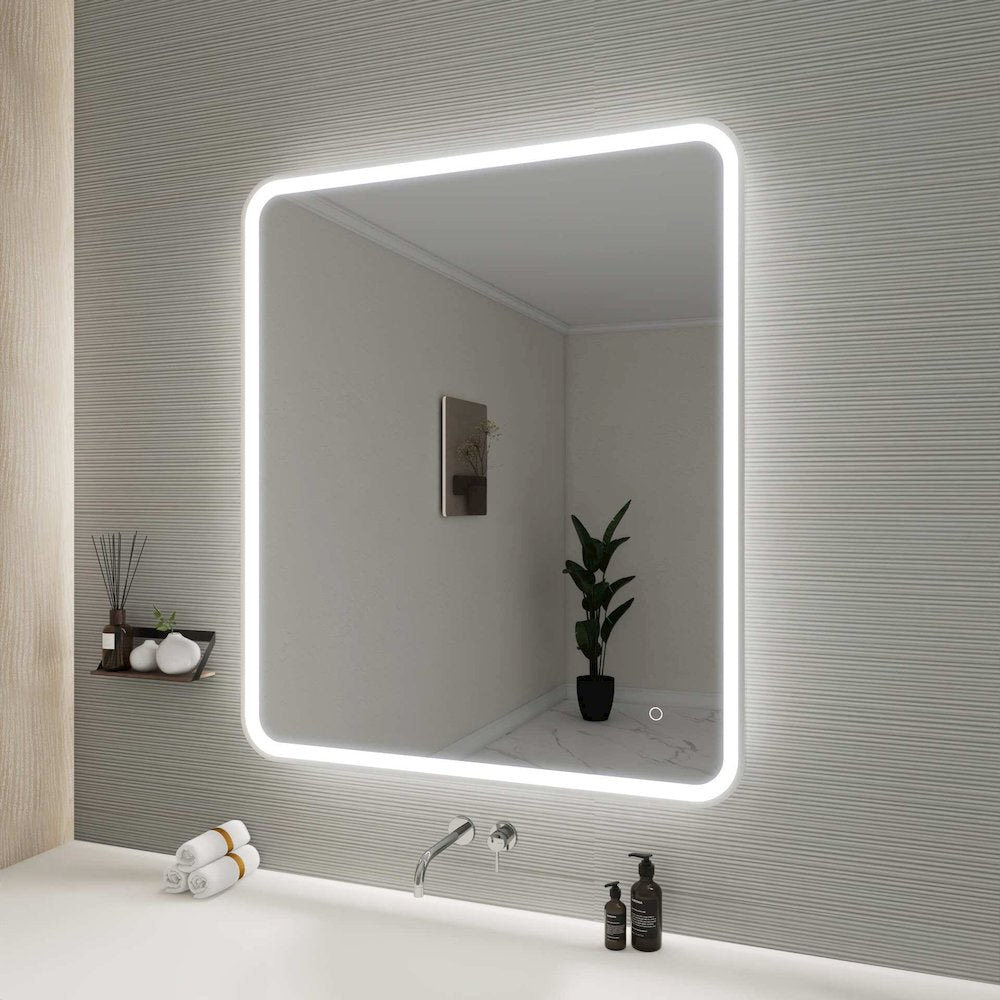 42 Round LED Front and Backlit Wall Mirror in Silver
