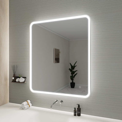 42 Round LED Front and Backlit Wall Mirror in Silver