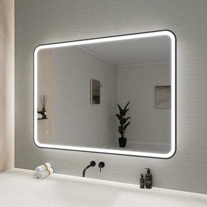 48 Round LED Front and Backlit Wall Mirror in Black