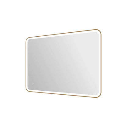 48 Round LED Front and Backlit Wall Mirror in Satin Gold