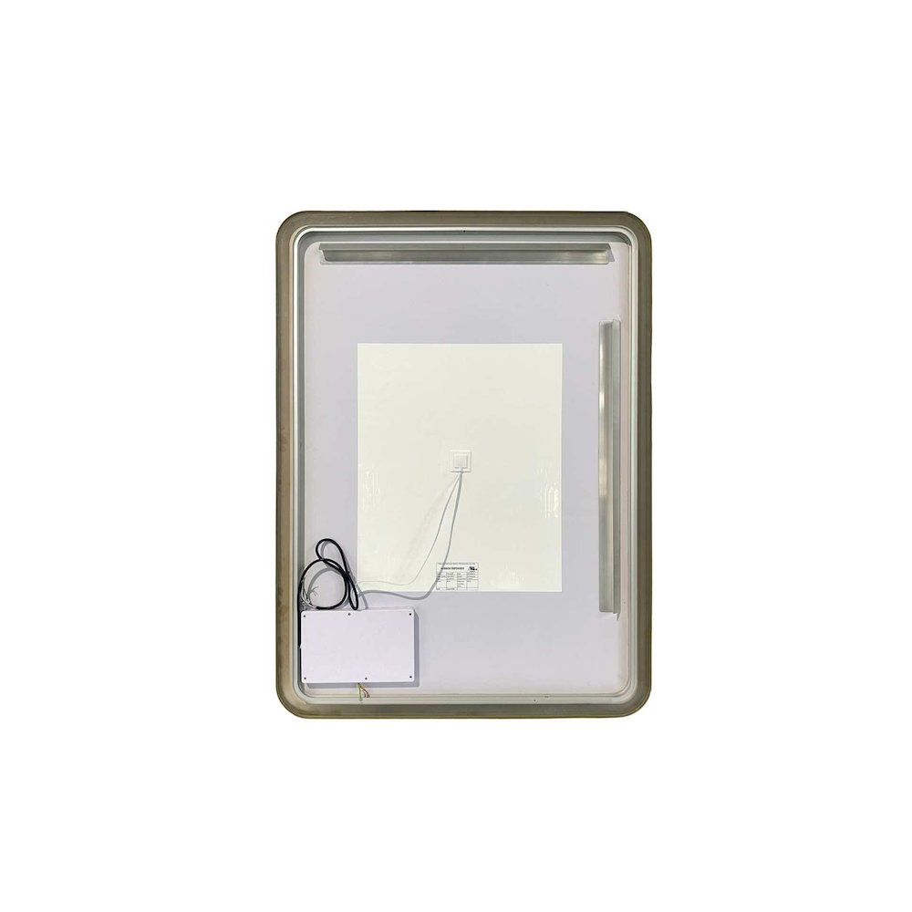 48 Round LED Front and Backlit Wall Mirror in Satin Gold