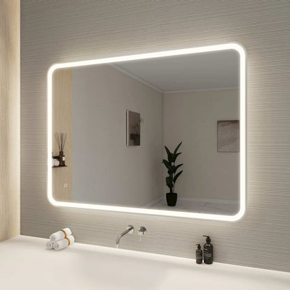48 Round LED Front and Backlit Wall Mirror in Silver