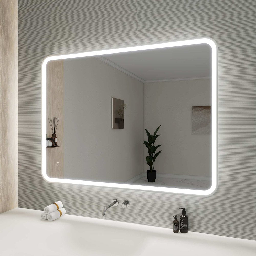 48 Round LED Front and Backlit Wall Mirror in Silver