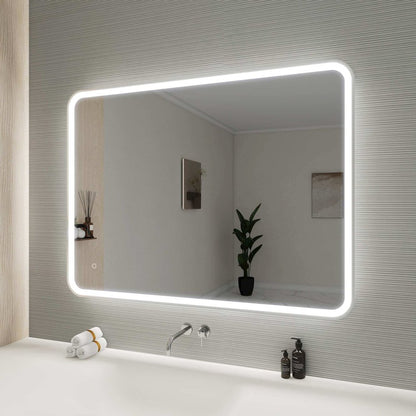 48 Round LED Front and Backlit Wall Mirror in Silver