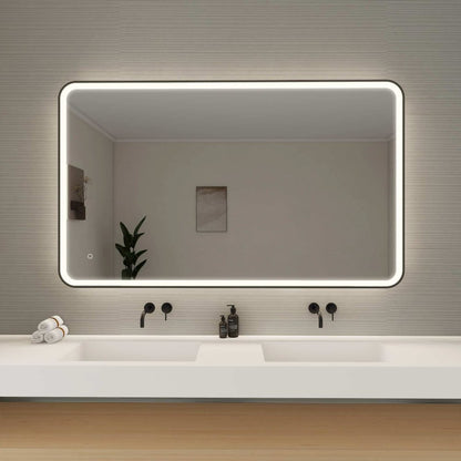 60 Round LED Front and Backlit Wall Mirror in Black