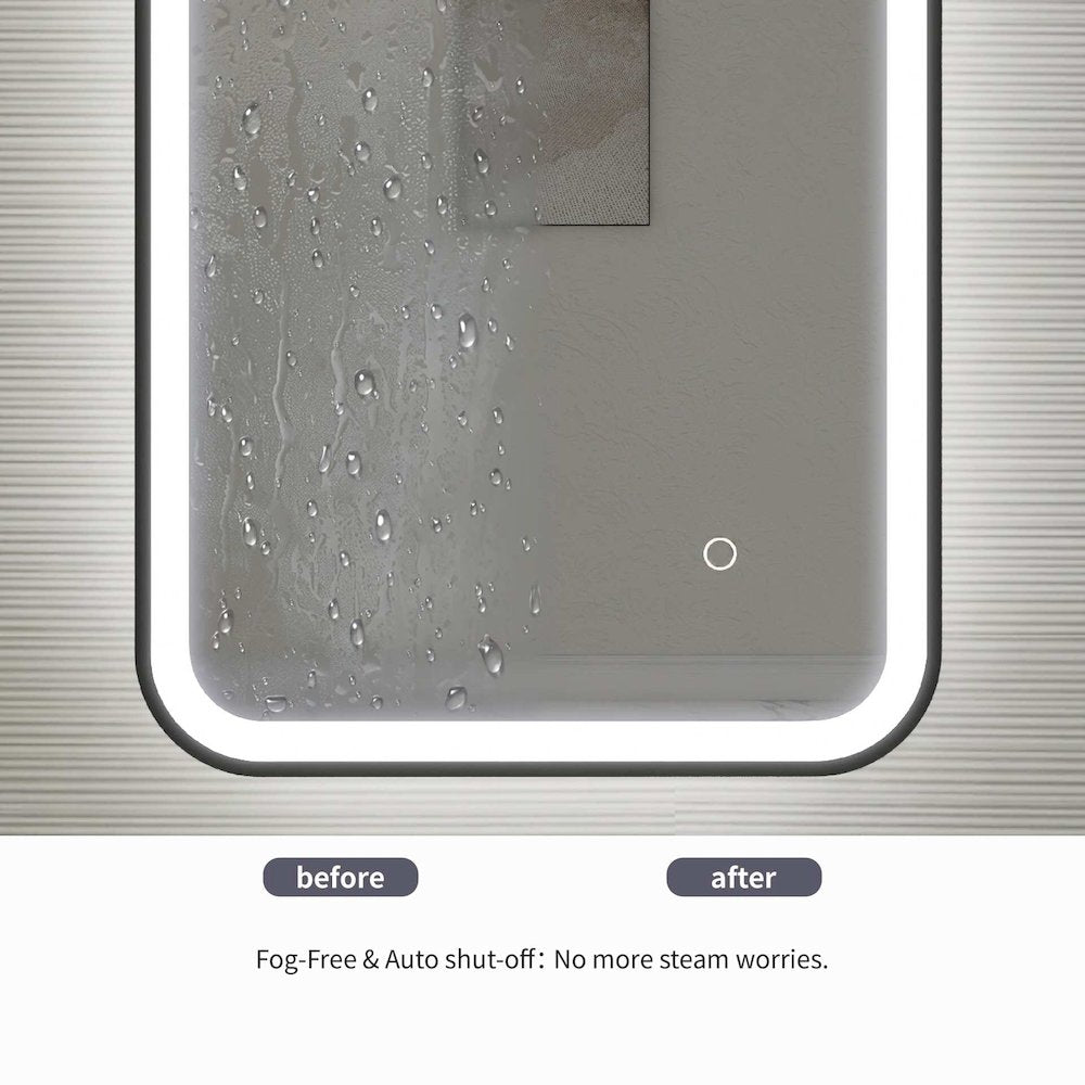 60 Round LED Front and Backlit Wall Mirror in Black