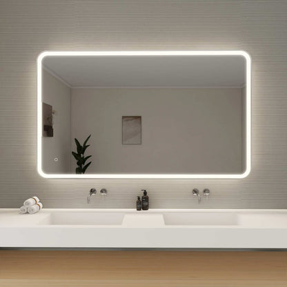 60 Round LED Front and Backlit Wall Mirror in Silver