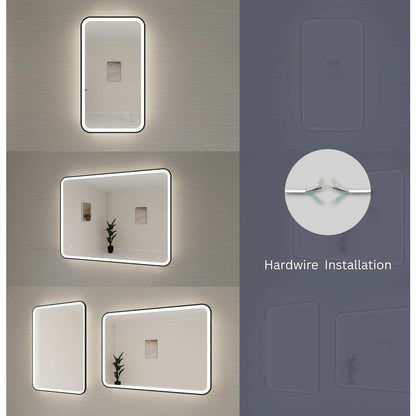 60 Round LED Front and Backlit Wall Mirror in Silver