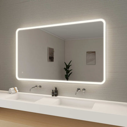 60 Round LED Front and Backlit Wall Mirror in Silver