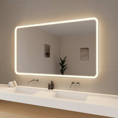 60 Round LED Front and Backlit Wall Mirror in Silver