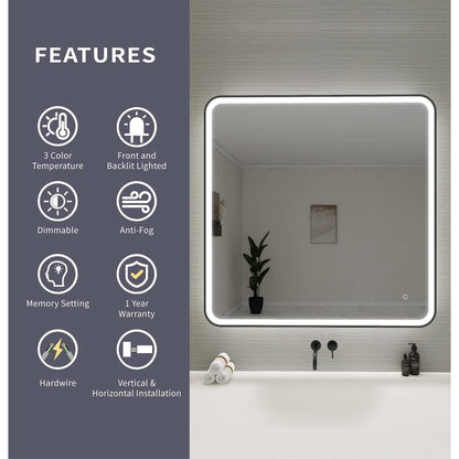 42 Round LED Front and Backlit Wall Mirror in Black