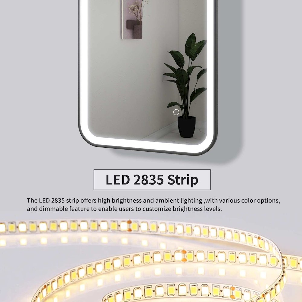 42 Round LED Front and Backlit Wall Mirror in Black