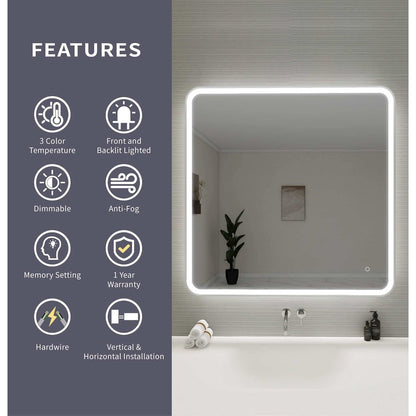 42 Round LED Front and Backlit Wall Mirror in Silver