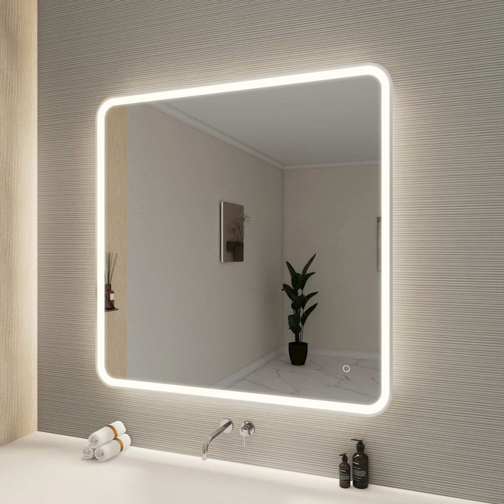 42 Round LED Front and Backlit Wall Mirror in Silver