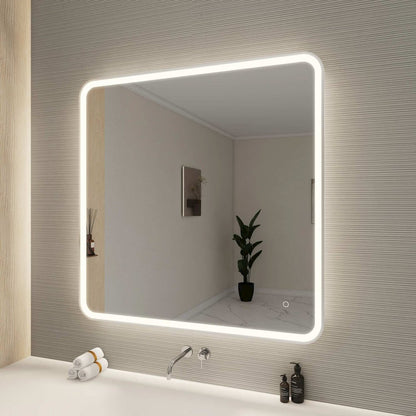 42 Round LED Front and Backlit Wall Mirror in Silver