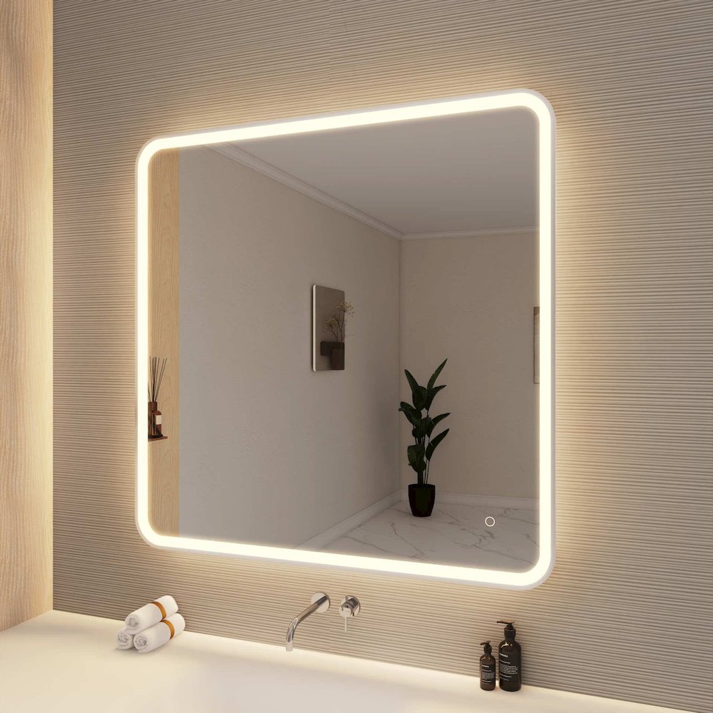 42 Round LED Front and Backlit Wall Mirror in Silver