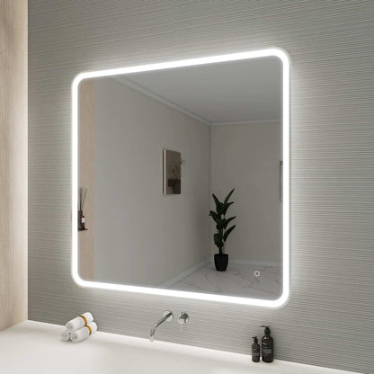 42 Round LED Front and Backlit Wall Mirror in Silver