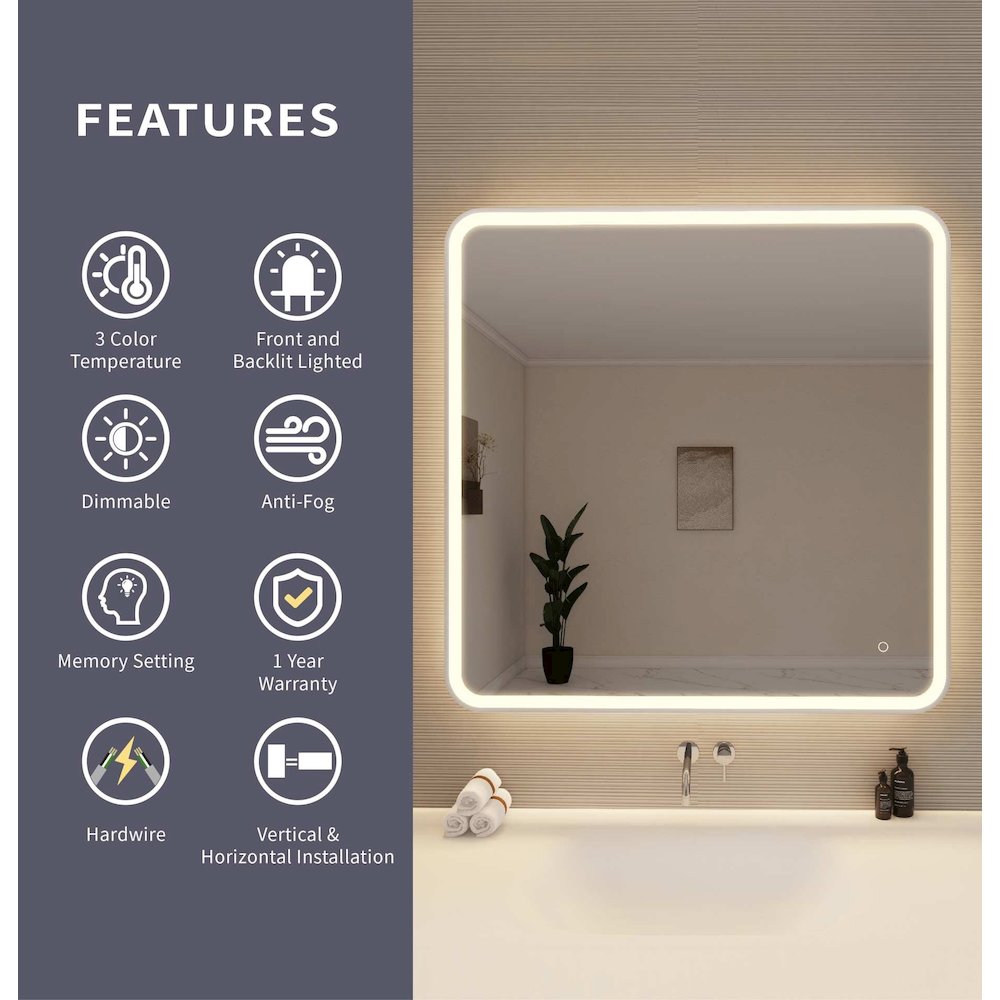 42 Round LED Front and Backlit Wall Mirror in Silver