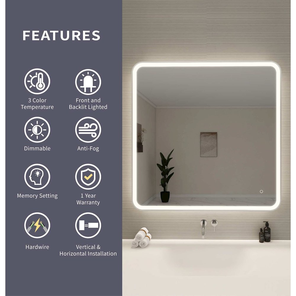 42 Round LED Front and Backlit Wall Mirror in Silver