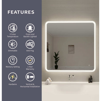 42 Round LED Front and Backlit Wall Mirror in Silver