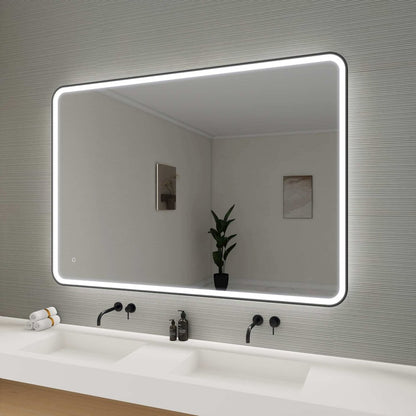 60 Round LED Front and Backlit Wall Mirror in Black