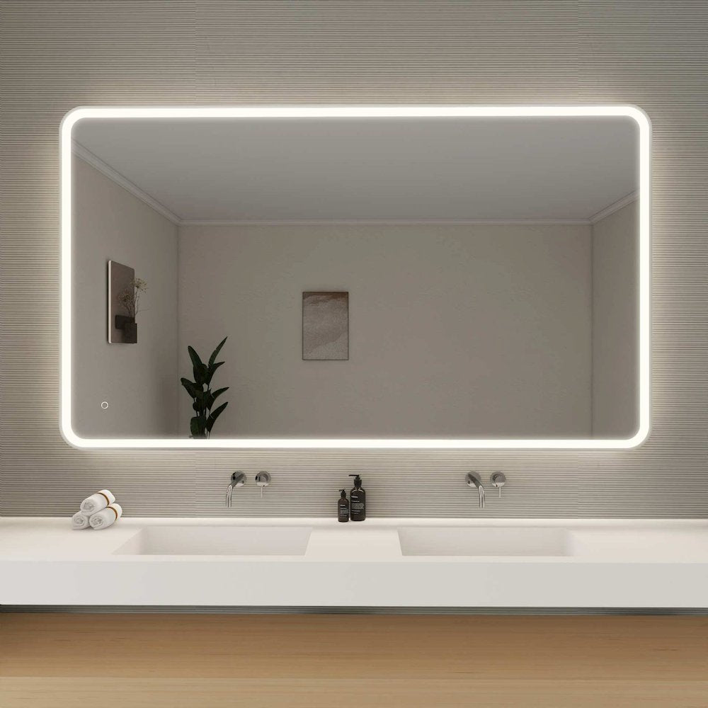 72 Round LED Front and Backlit Wall Mirror in Silver