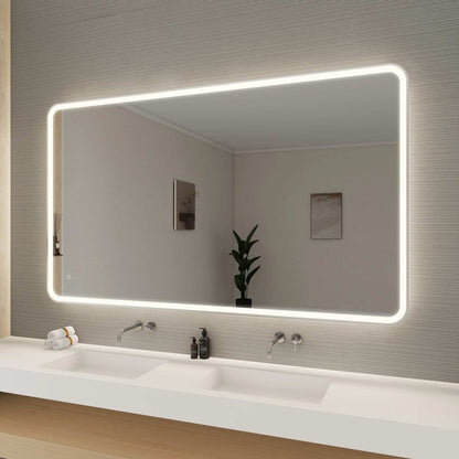 72 Round LED Front and Backlit Wall Mirror in Silver