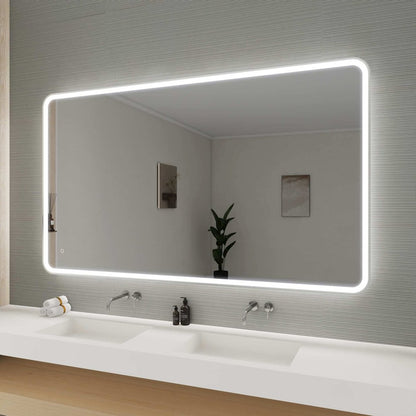 72 Round LED Front and Backlit Wall Mirror in Silver