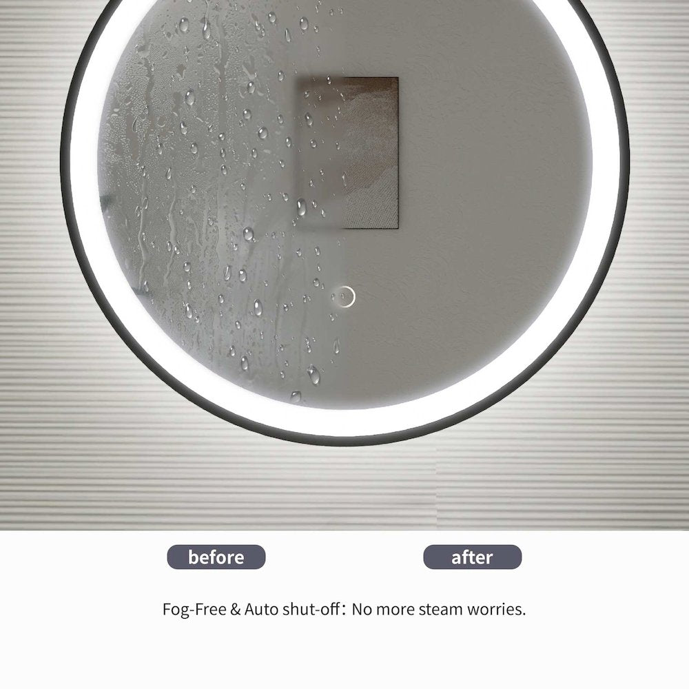 21 Round LED Front and Backlit Wall Mirror in Black