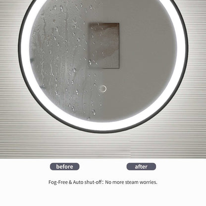 21 Round LED Front and Backlit Wall Mirror in Black