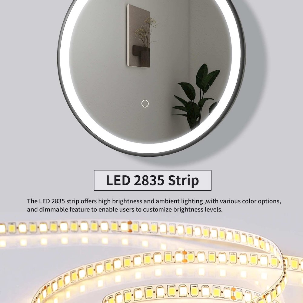 21 Round LED Front and Backlit Wall Mirror in Black