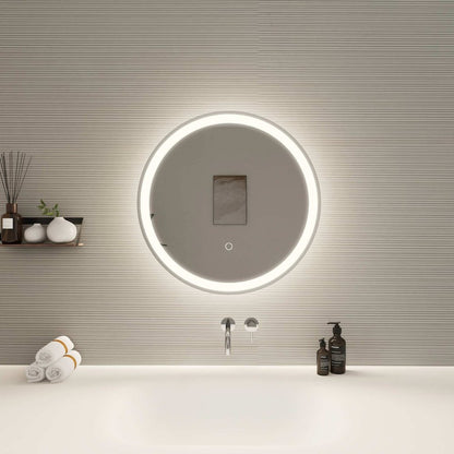 21 Round LED Front and Backlit Wall Mirror in Silver