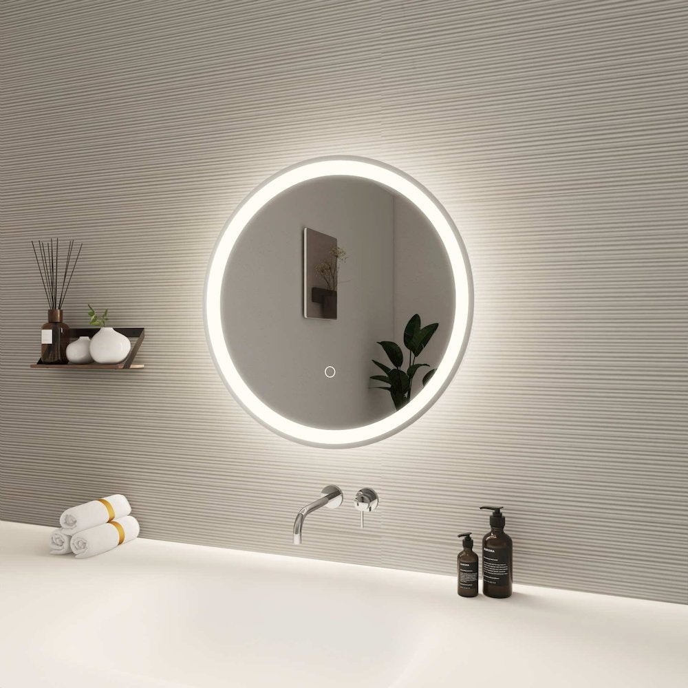 21 Round LED Front and Backlit Wall Mirror in Silver