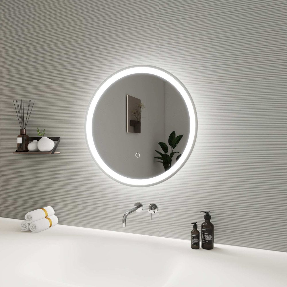 21 Round LED Front and Backlit Wall Mirror in Silver