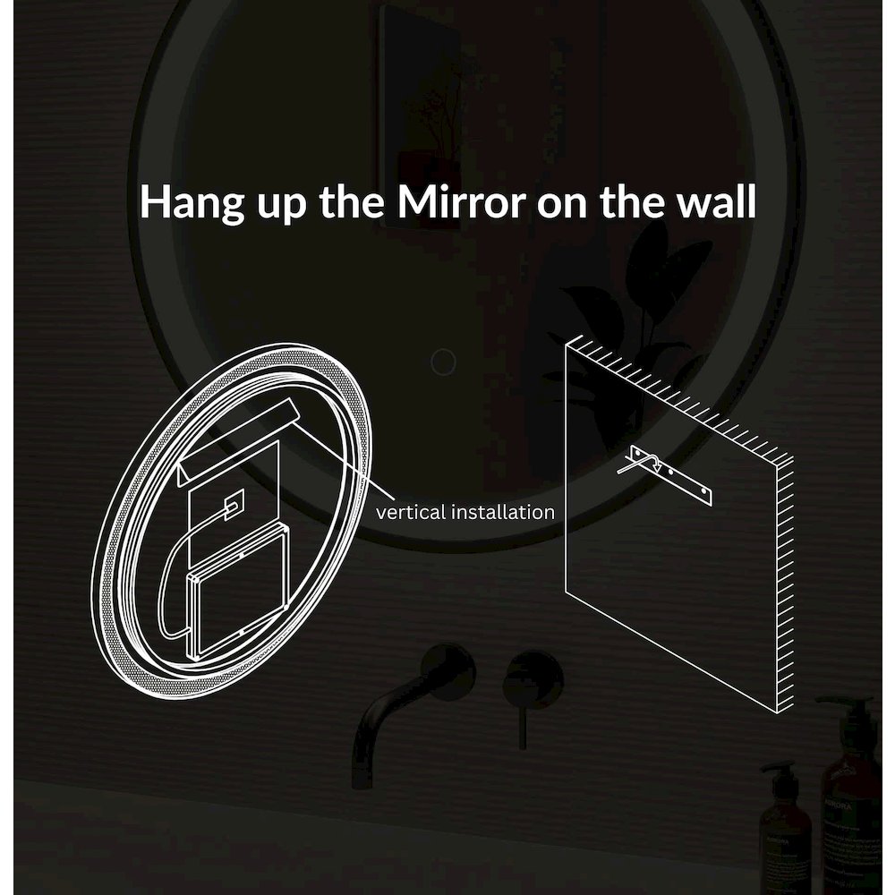 32 Round LED Front and Backlit Wall Mirror in Black