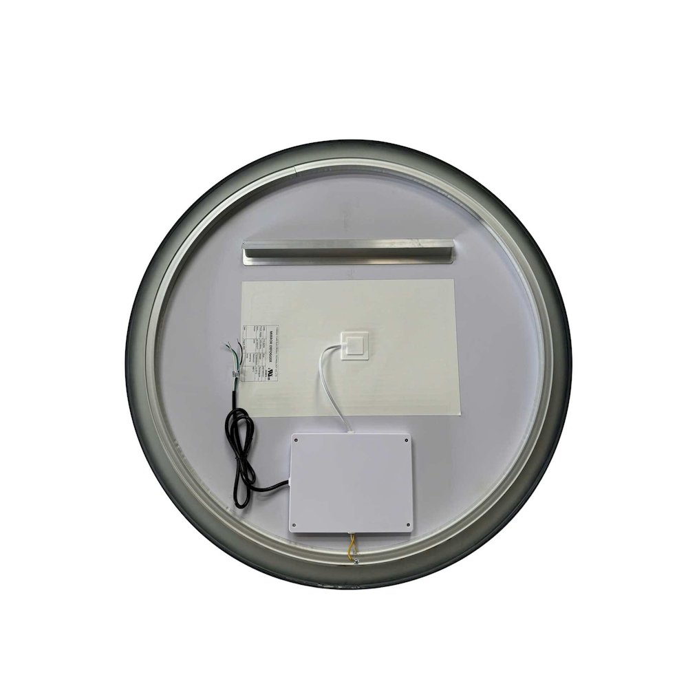 32 Round LED Front and Backlit Wall Mirror in Black