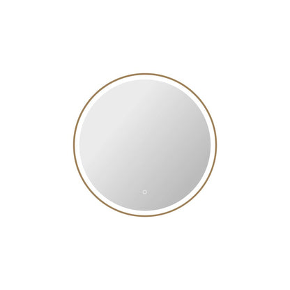 32 Round LED Front and Backlit Wall Mirror in Satin Gold