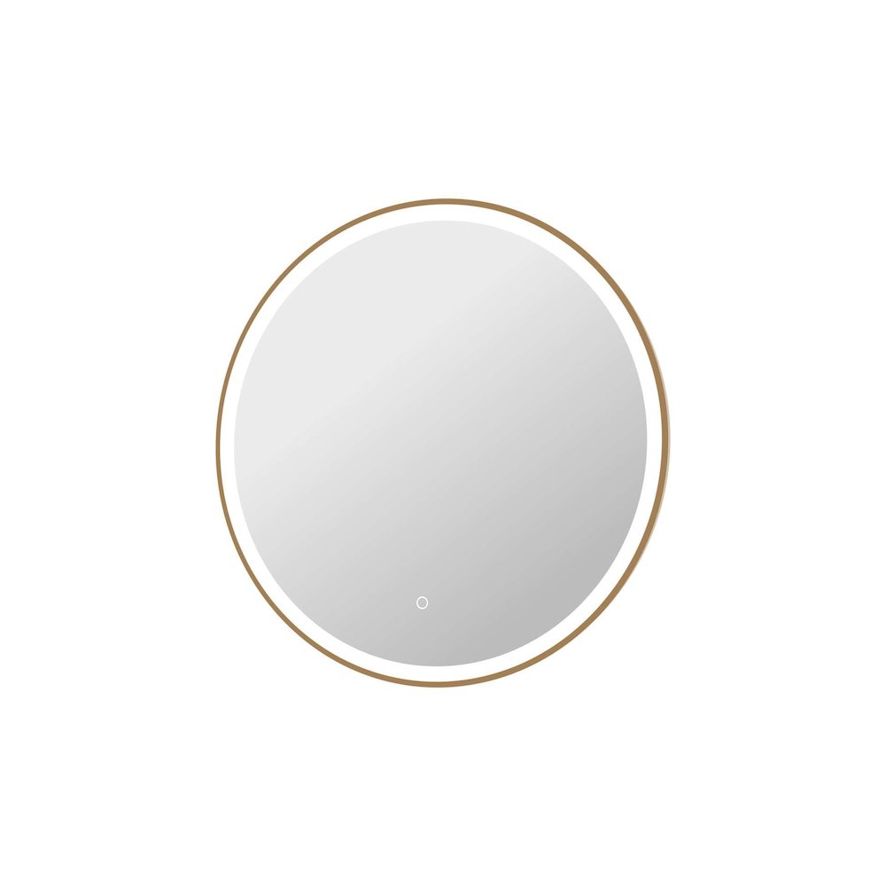 32 Round LED Front and Backlit Wall Mirror in Satin Gold