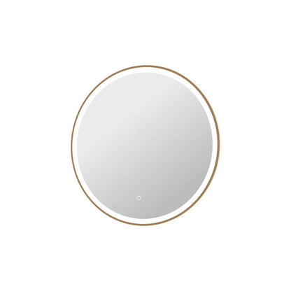 32 Round LED Front and Backlit Wall Mirror in Satin Gold