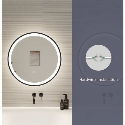 32 Round LED Front and Backlit Wall Mirror in Silver