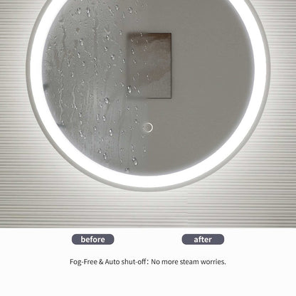 32 Round LED Front and Backlit Wall Mirror in Silver