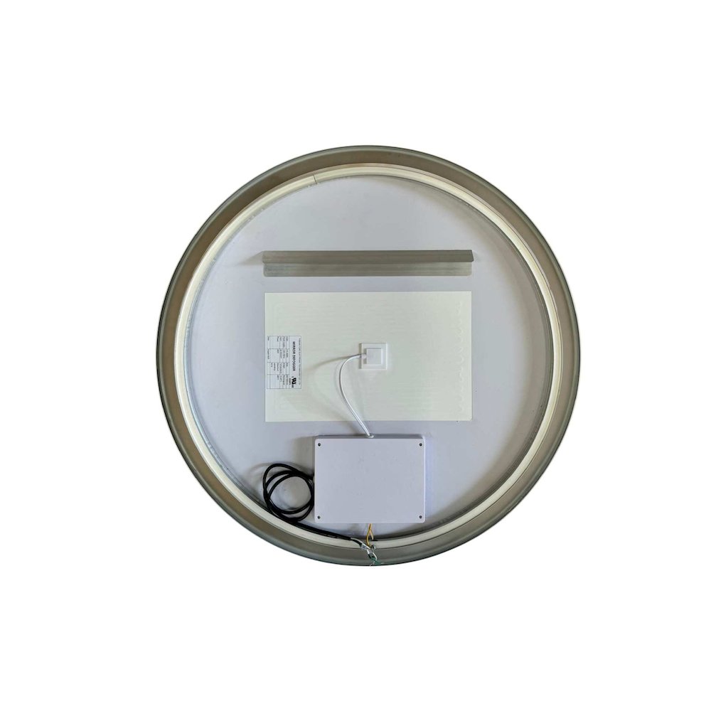 32 Round LED Front and Backlit Wall Mirror in Silver