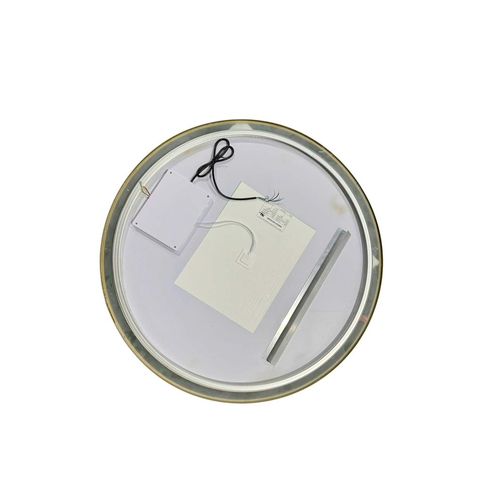 36 Round LED Front and Backlit Wall Mirror in Satin Gold