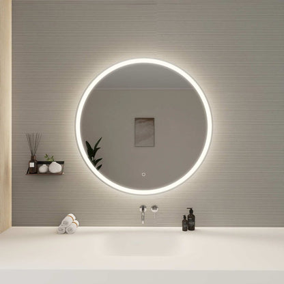36 Round LED Front and Backlit Wall Mirror in Silver