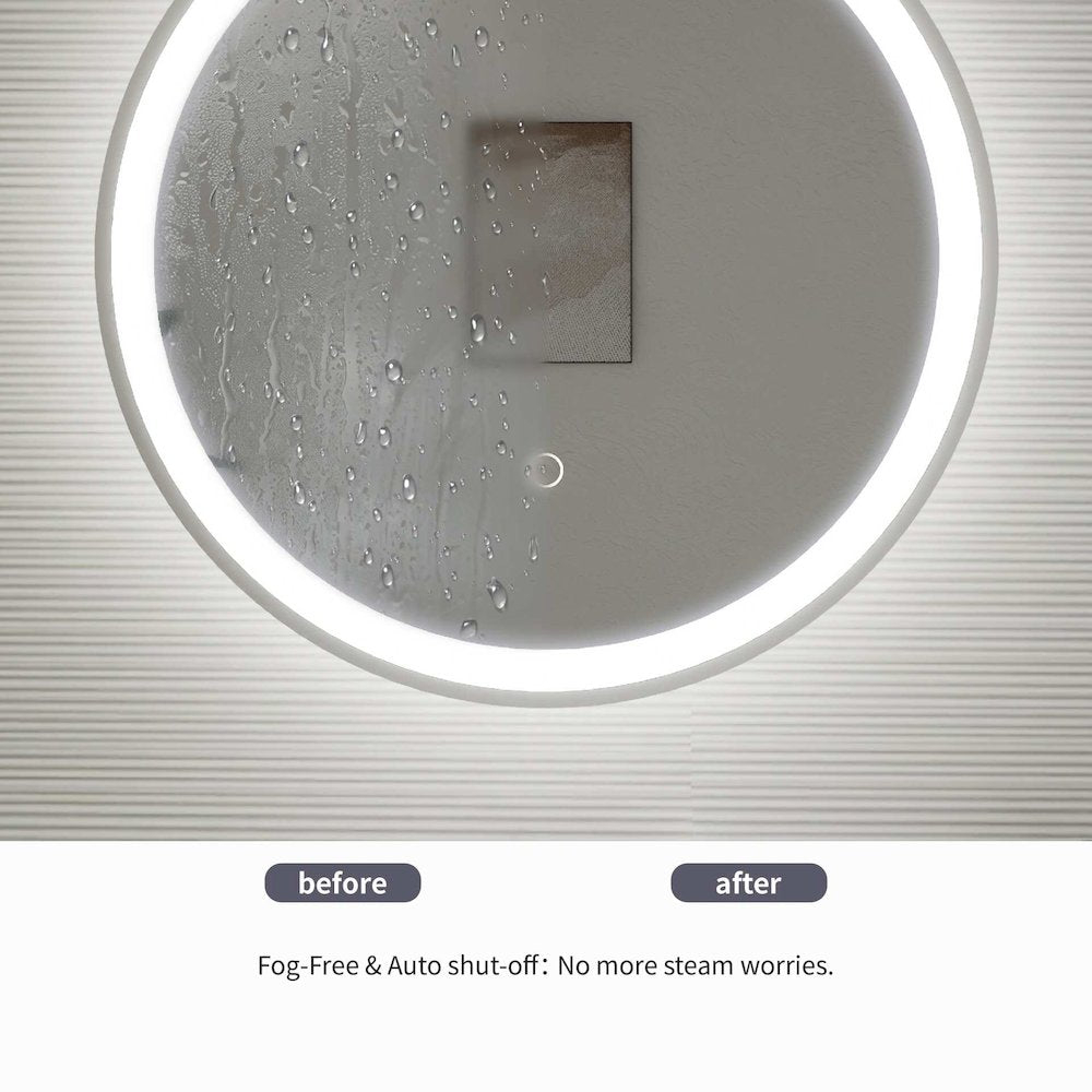 36 Round LED Front and Backlit Wall Mirror in Silver