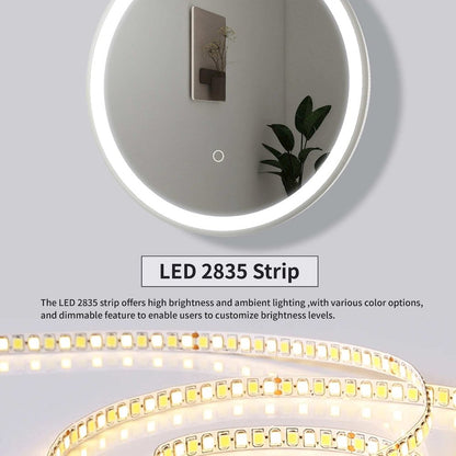 36 Round LED Front and Backlit Wall Mirror in Silver