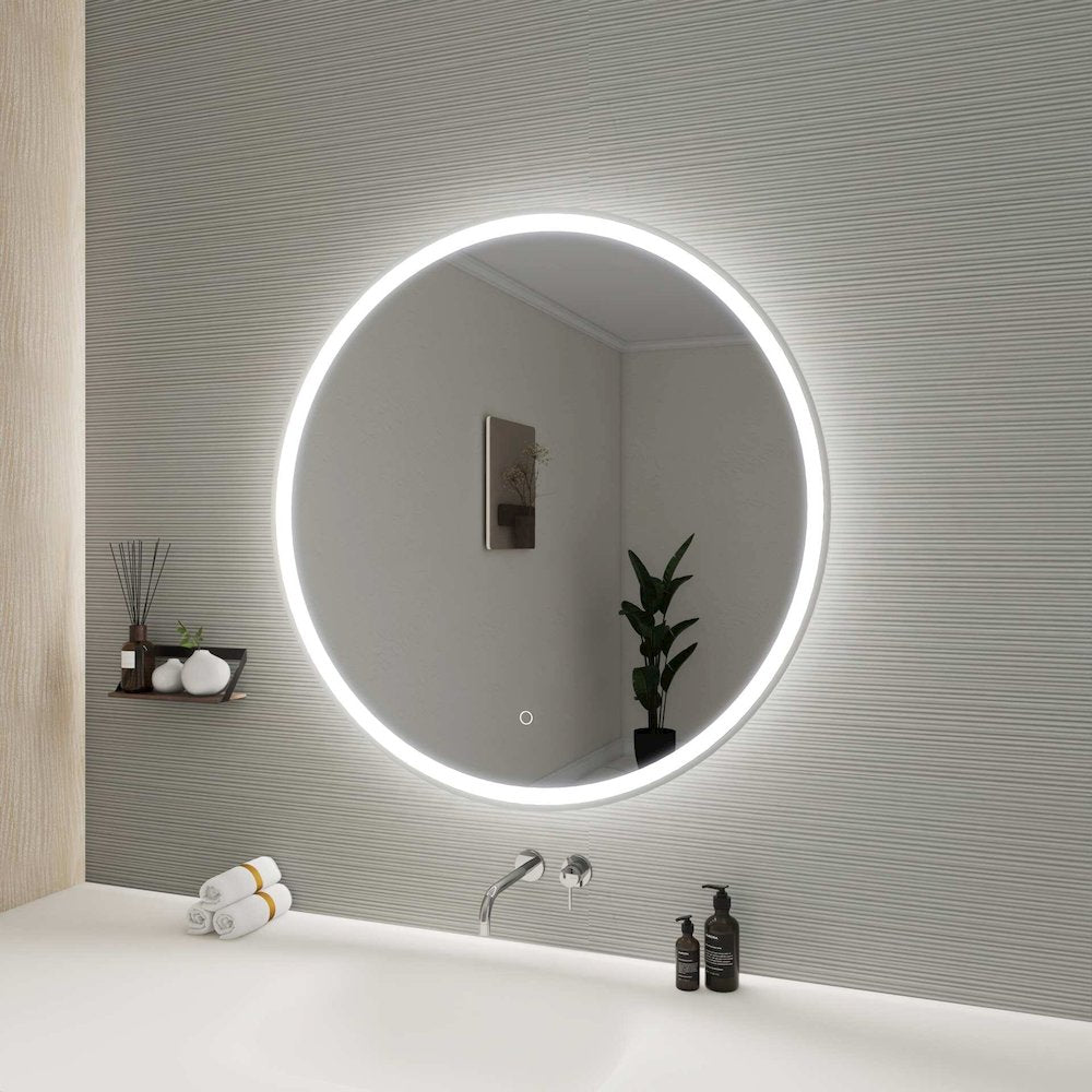 36 Round LED Front and Backlit Wall Mirror in Silver