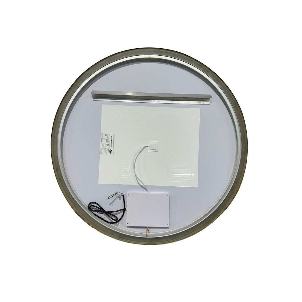 39 Round LED Front and Backlit Wall Mirror in Satin Gold