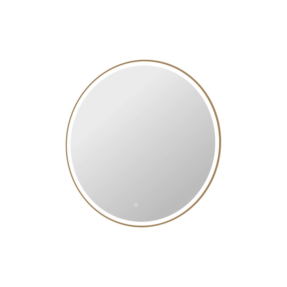 42 Round LED Front and Backlit Wall Mirror in Satin Gold